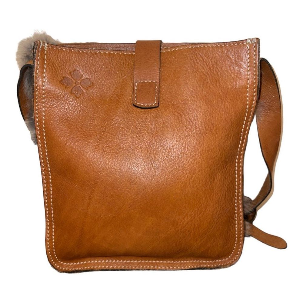Patricia Nash Medium Size Brown Italian Leather & Fur Crossbody Handbag - Picture 2 of 7